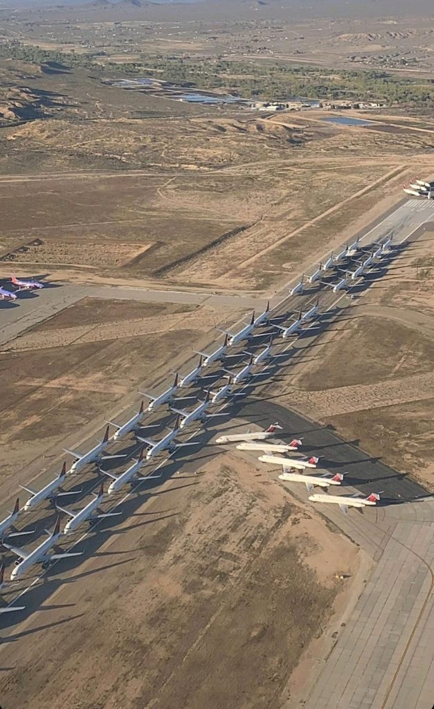 planes lined up on the runway